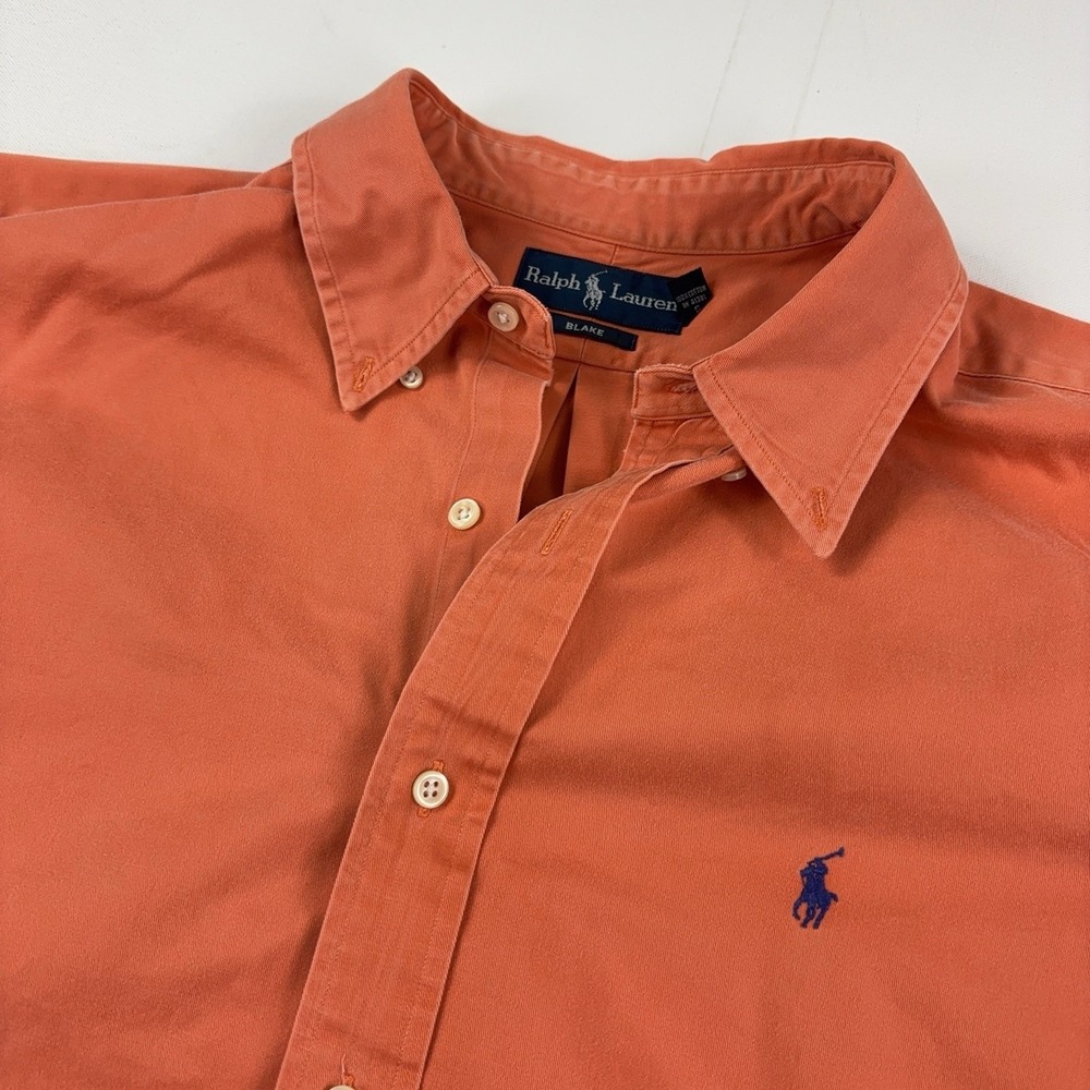 Ralph Lauren Blake Shirt Mens 2XL Orange Twill Long Sleeve Button Down Casual